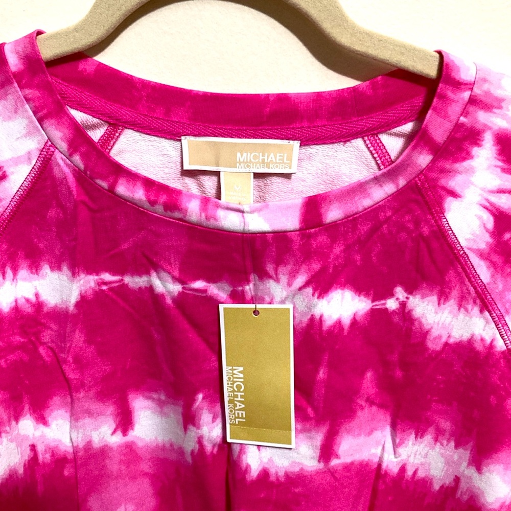 Michael KORS TIE DYE ELECTRIC PINK TOP / SWEATER MEDIUM - Picture 3 of 4